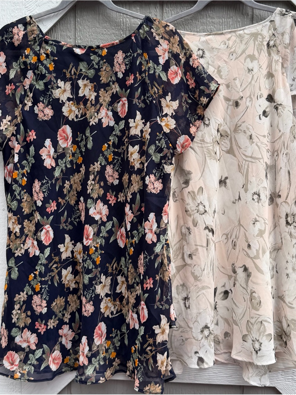 Roz & Ali Floral Layered Ruffle Blouses in Navy and Blush - Picture 4 of 4